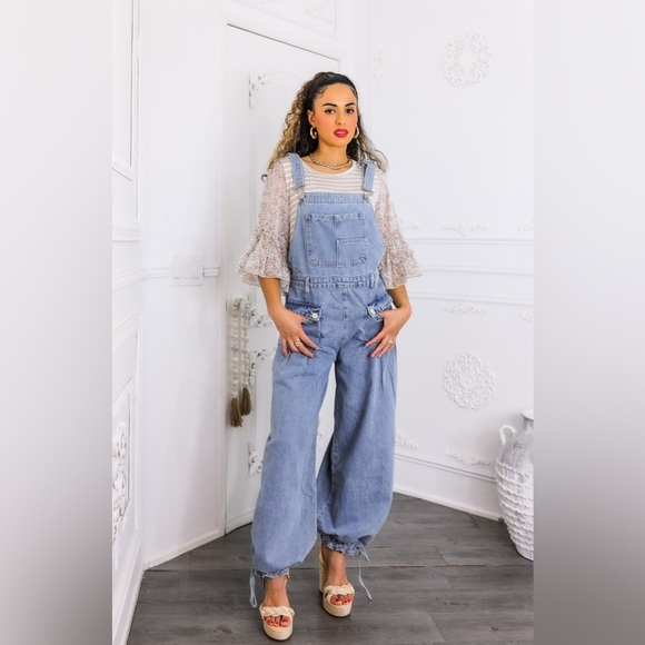 Women's Blue Denim Overalls - Picture 6 of 7